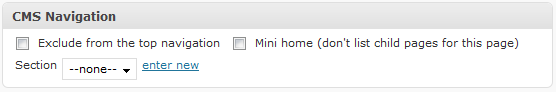 CMS navigation options
