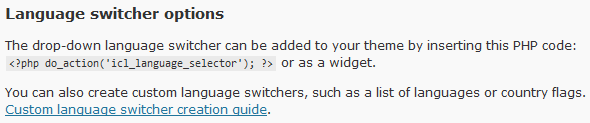 Language switcher options