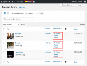 When you switch language the Media screen will include items that belong to content in that language