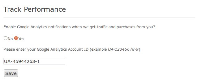Performance tracking in affiliate page
