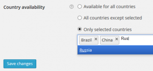 Selecting countries for each gateway
