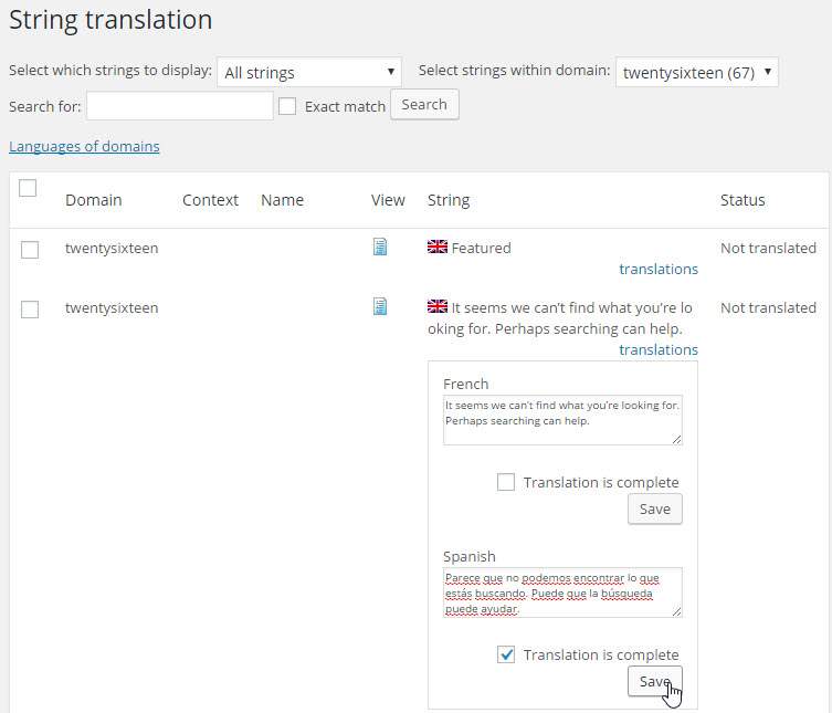Translating strings