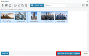 Add selected images to gallery