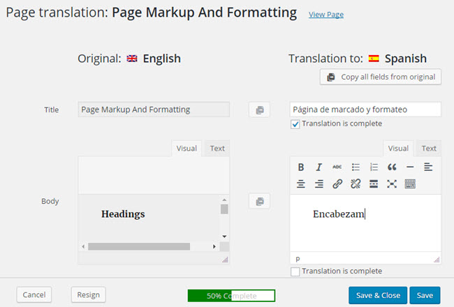 Side-by-side translation editor for your translators