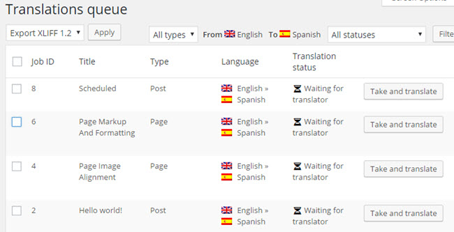 The queue of jobs waiting for the translator